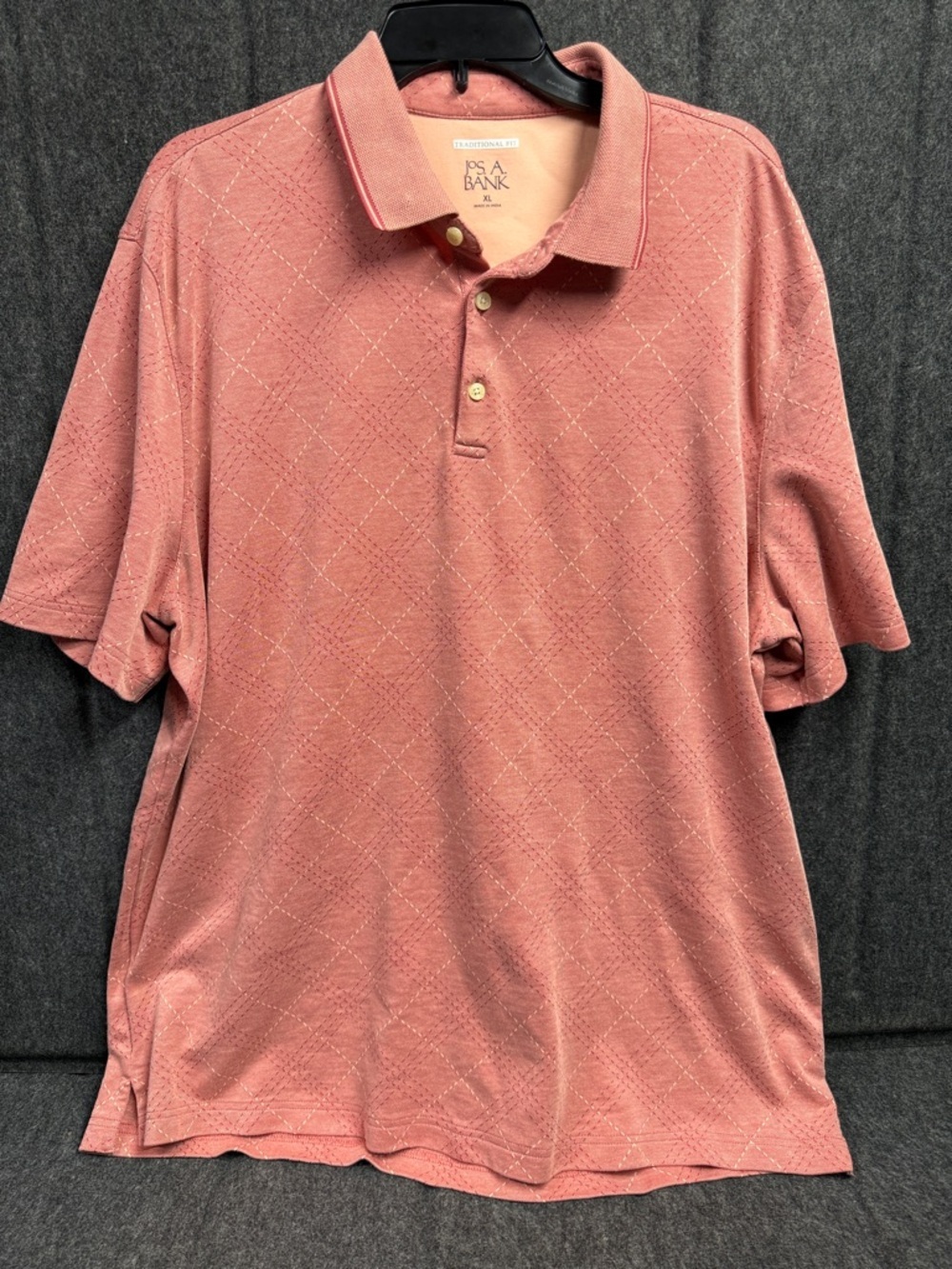Tommy Bahama Rose-Pink Diamond-Pattern Polo - Picture 1 of 5